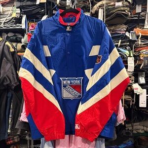 VTG Rare STARTER New York Rangers Blue and Red Windbreaker